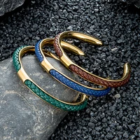 Charm Men Stainless Steel Braided Leather Cuff Bracelet Bangles Fashion Punk Hip Hop Handmade Male Jewelry Pulseras Lovers' Gift 1