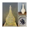 Moroccan Style Metal Table Lamp Battery Powered Cordless Lamp with Fairy Lights Bulb for Christmas Room A 6
