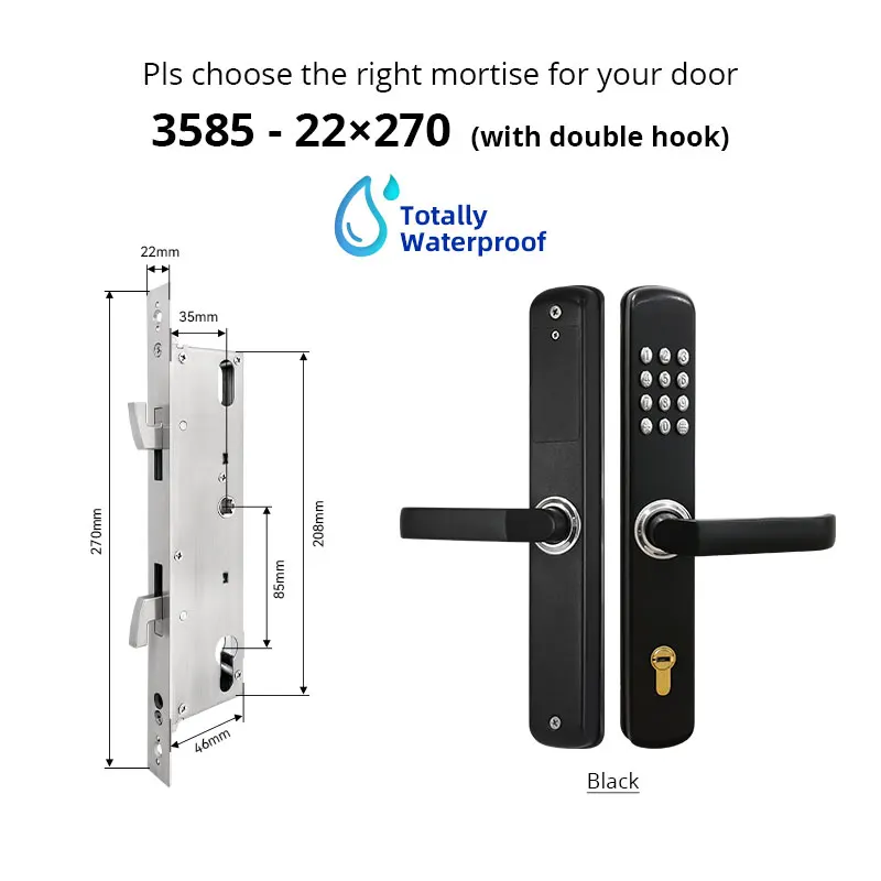 Serratura A Combinazione Meccanica - Senza Chiave, Impermeabile E Ignifuga, Per Porte Spesse 30-60mm - Foto 5