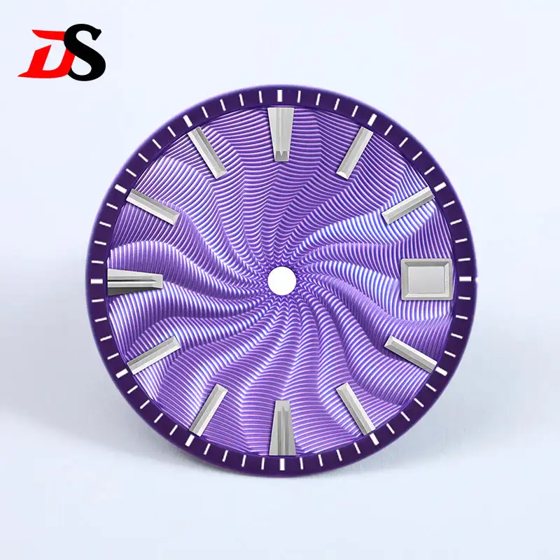 Guilloche Ice Blue Smoky Purple Watch Dial - 28.5mm No Lume, No Date or 6 O'Clock Date
