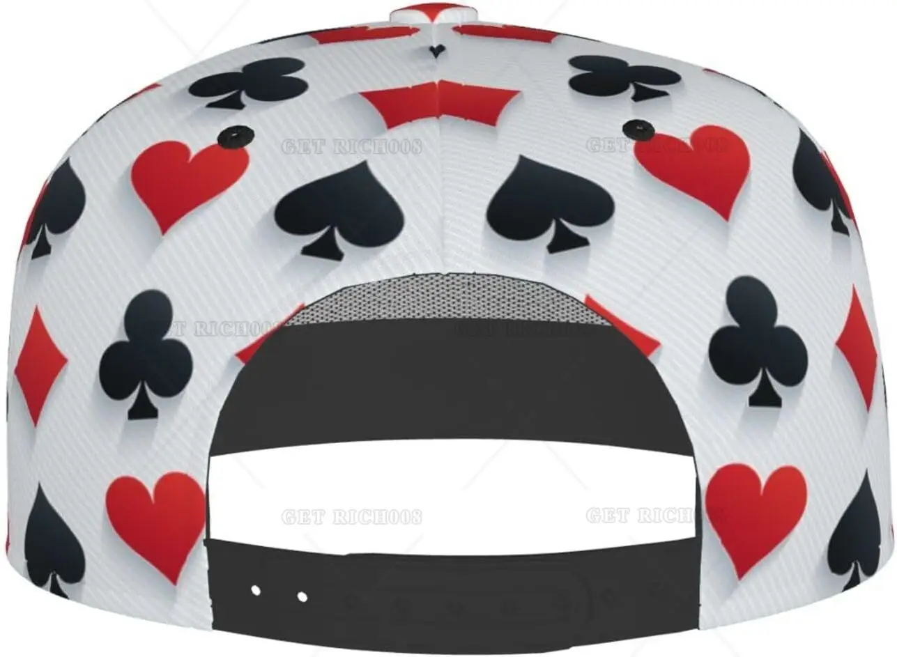 Card Poker Cute Print Flat Brim Bill Hats for Men-Snapback Hats Adjustable Baseball Cap Trucker Hats Black 5