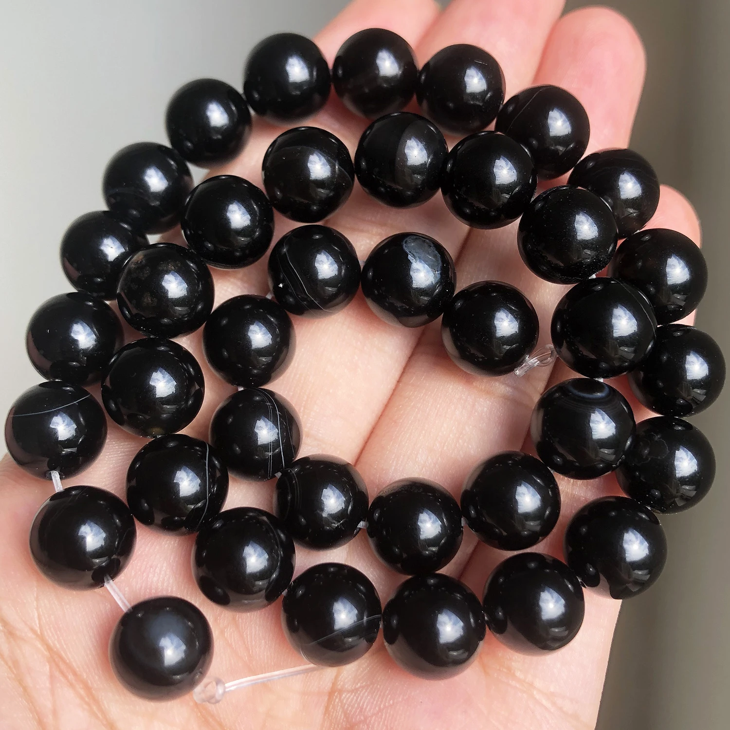 Perline Rondelle Sfaccettate In Onice Nero Da 4 Mm, Filo Di Perline Di Pietre Preziose Naturali Da 15", Perline Di Onice Nero Brillante Scintillanti Per La Creazione Di Gioielli - Italia - Foto 5