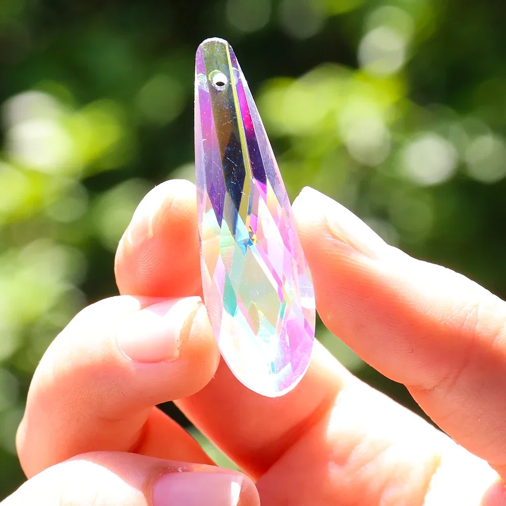 2PC 50mm Streamer AB Color Slender Angel Tears Faceted Prism Glass Crystal Rainbow Teardrops Sun Catcher Chandelier Lamp Dangle