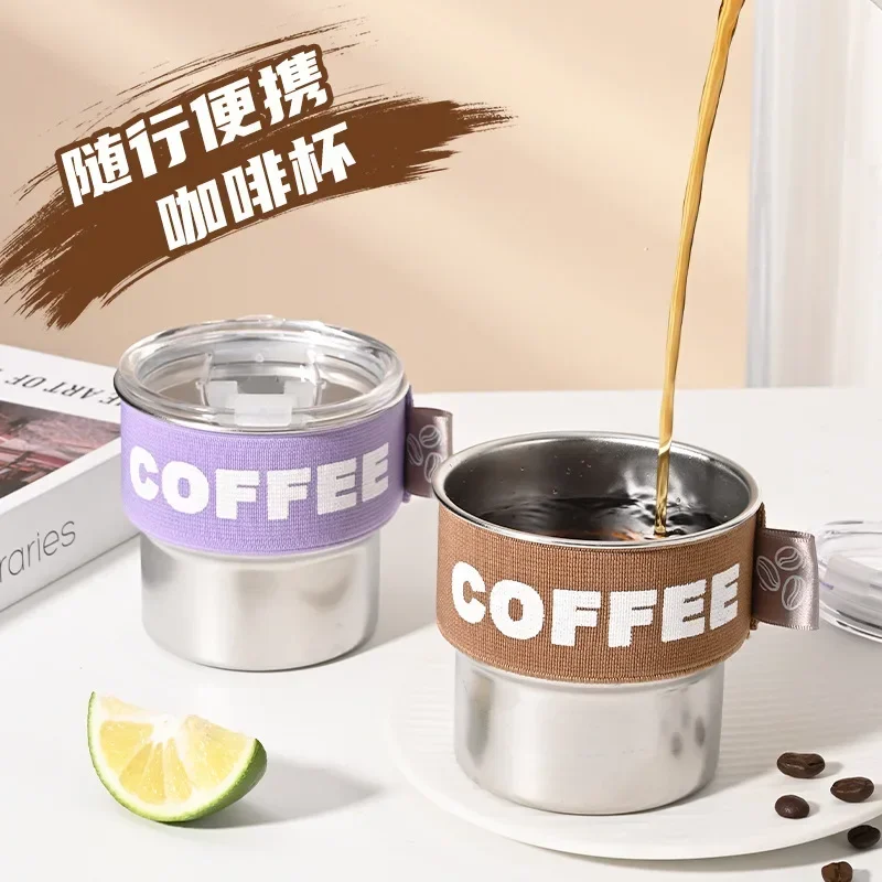 

304 stainless steel coffee cup for creative office workers, portable and small milk tea for girls