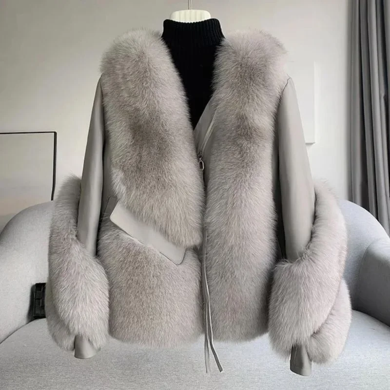 2023 Imitation Fox Fur Grass Coat Short Haining Imitation Sheep Fur One Piece Korean Fashion Overcoat 15 Day Pre-sale Shipment