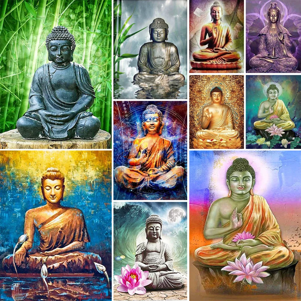 

Buddha Religion DIY Paint By Numbers Package Acrylic Paints 50*70 Boards By Numbers Wall Paintings For Adults Wholesale Wall Art