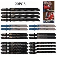 20 Pieces Jigsaw Blades Set T-Shaft HCS Assorted Jig Saw Blades for Wood Plastic and Metal Cutting for Black & Decker Metabo 2