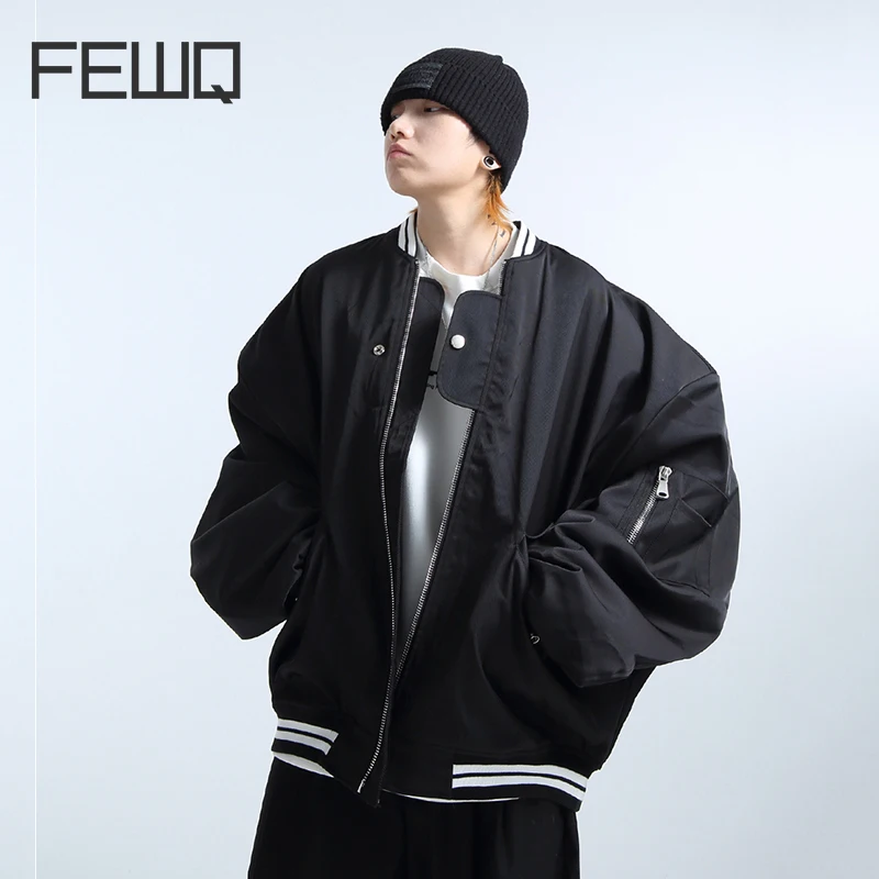 

FEWQ Silhouette Quilted Cotton Loose Cotton Men Jacket Darkwear Style 2023 Autumn Winter New Fashion Male Coat 24X1368