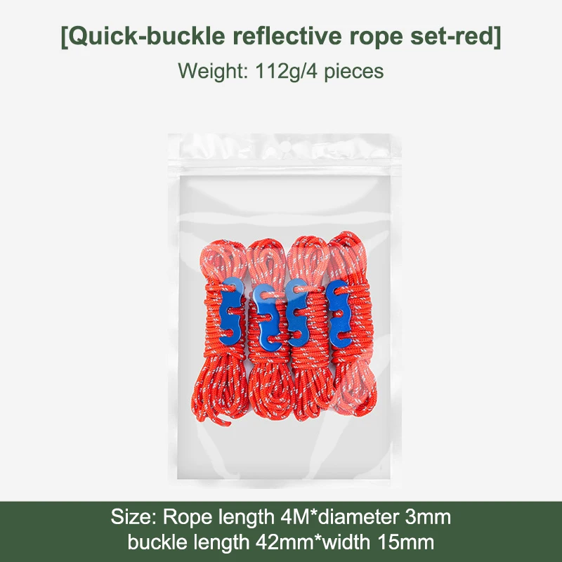 4Pcs Camping Ropes Outdoor Reflective Tent Rope Reinforced Windproof Ropes With Buckle For Tent Tarp Canopy Accessories