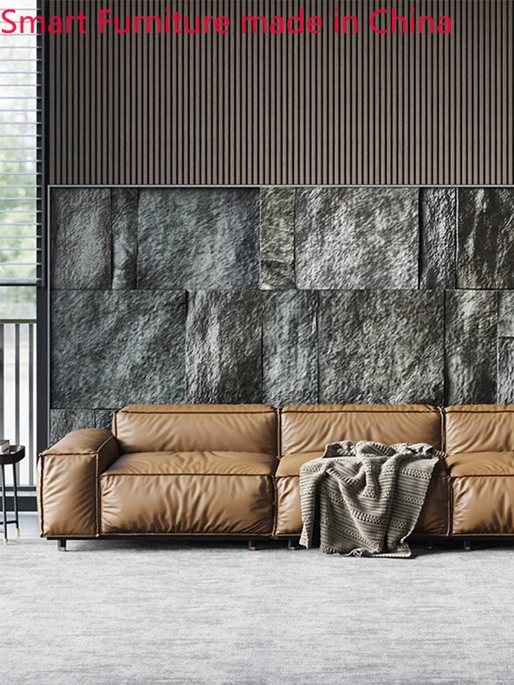 Divano In Pelle Estremamente Semplice Di Lusso Leggero Divano In Pelle Bovina Testa Italiana Soggiorno Moderno Divano In Pelle