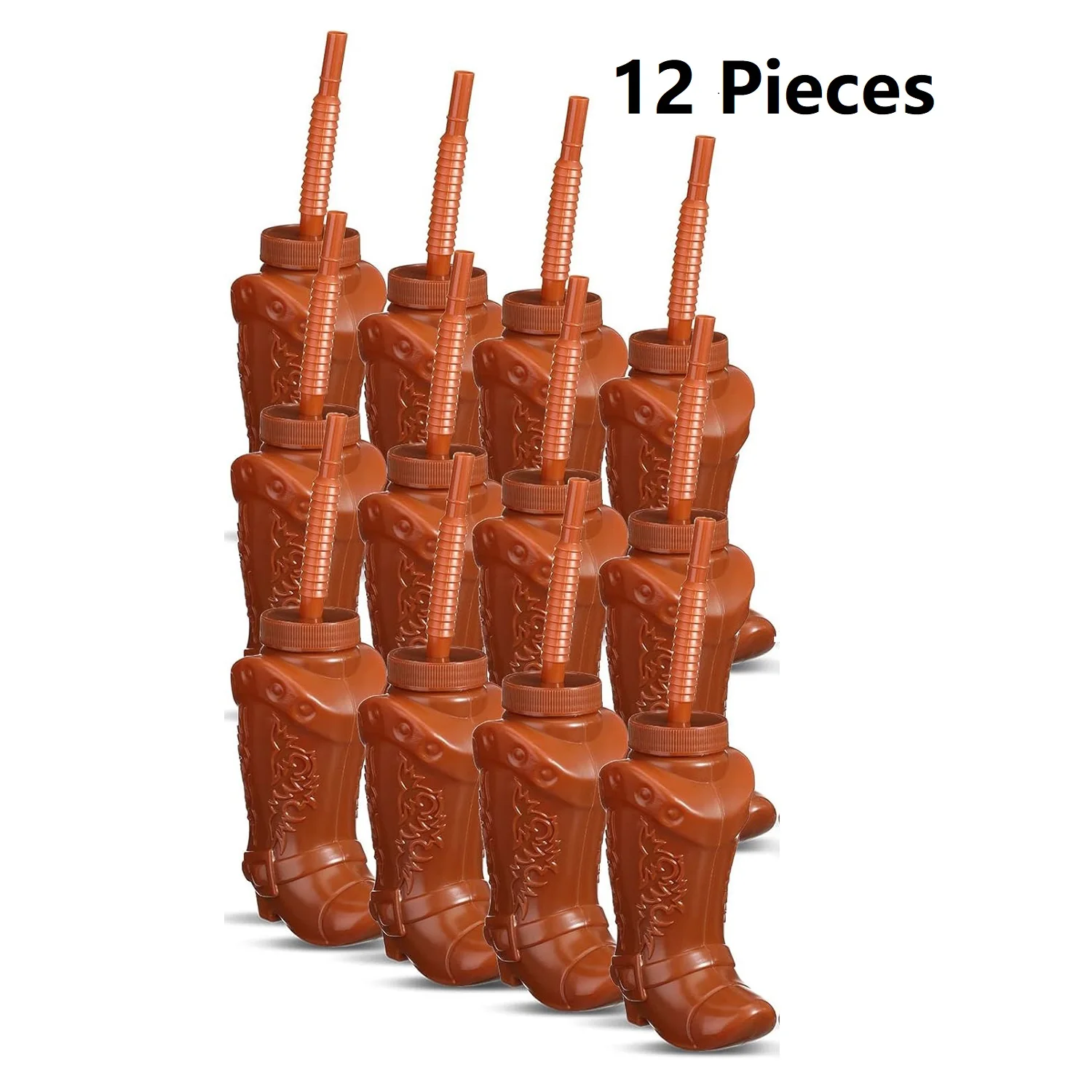 Adorable Cowboy Boot Cups with Straws and Lids - Perfect Kids' Party Decor and Supplies