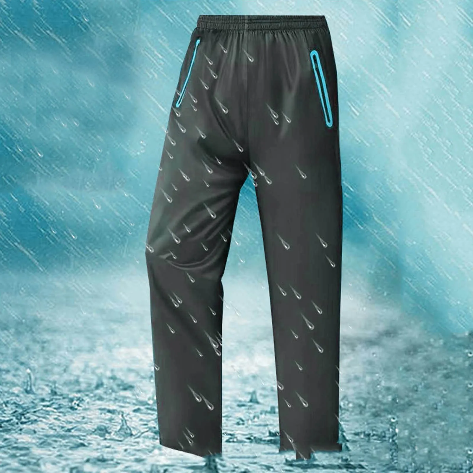 Men's Stormproof Pants Straight Leg Appears Thin Waterproof Double-Layer Thickened Wear-Resistant Breathable Rain Pants Outfits men pants