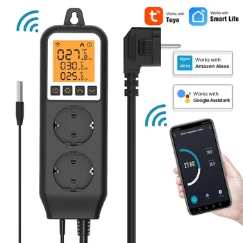 WiFi Digital Temperature Controller Smart Socket Thermostat Sensor Heating Cooling Mode for Nursery Fermentation Reptile Farming 1