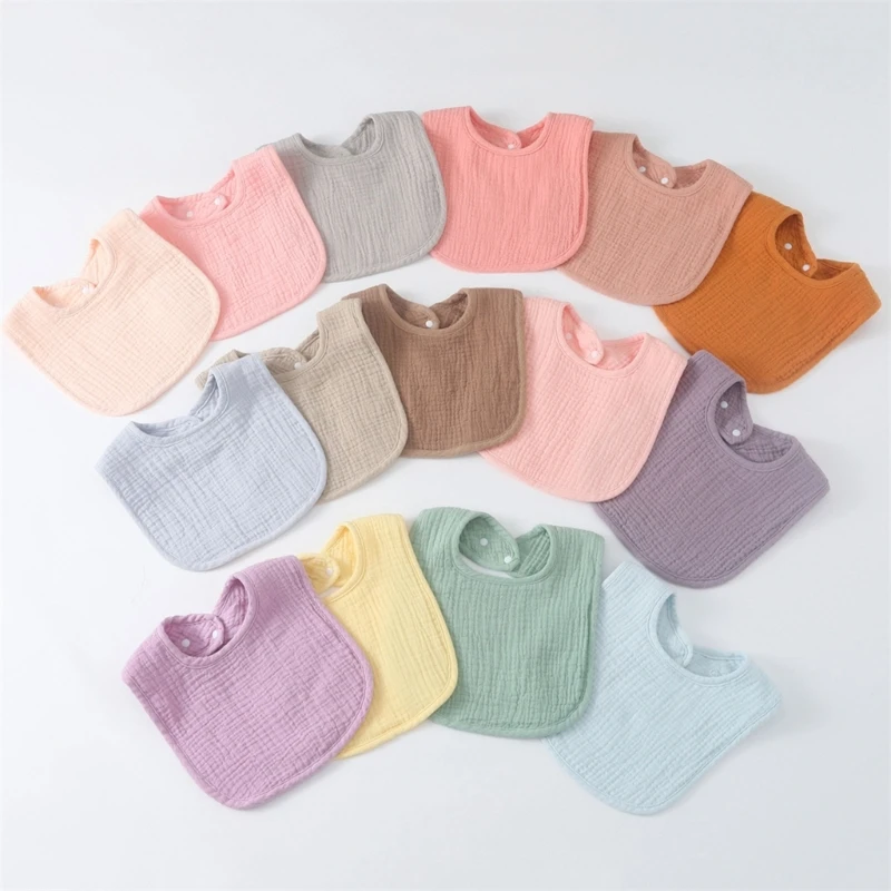 

New Candy Colour Cotton Gauze Baby Bib 6 Layers Cotton Newborn Feeding Saliva Towel Burp Cloths Breathable Baby Drooling Bibs