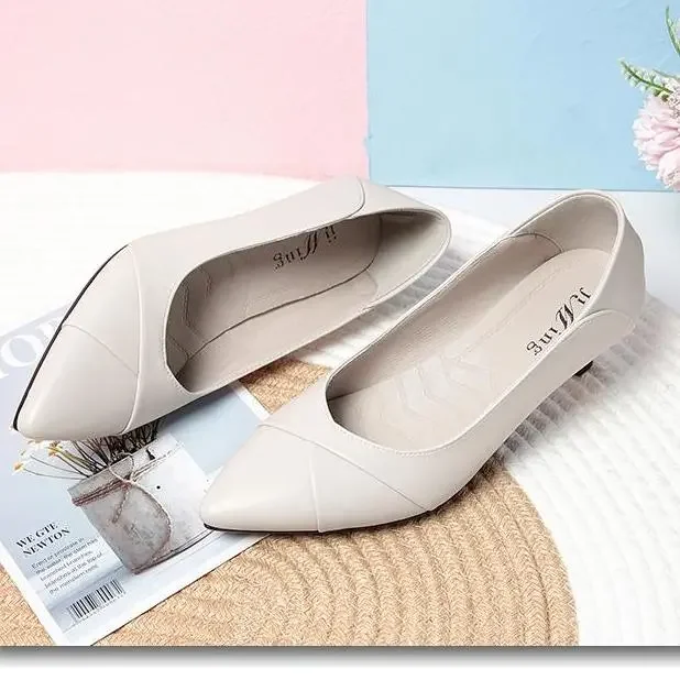 Cresfimix zapatos de mujer 여성 귀여운 달콤한 경량 베이지 봄 슬립 온 티켓토 힐 신발 레이디 클래식 블랙 펌프 ab477