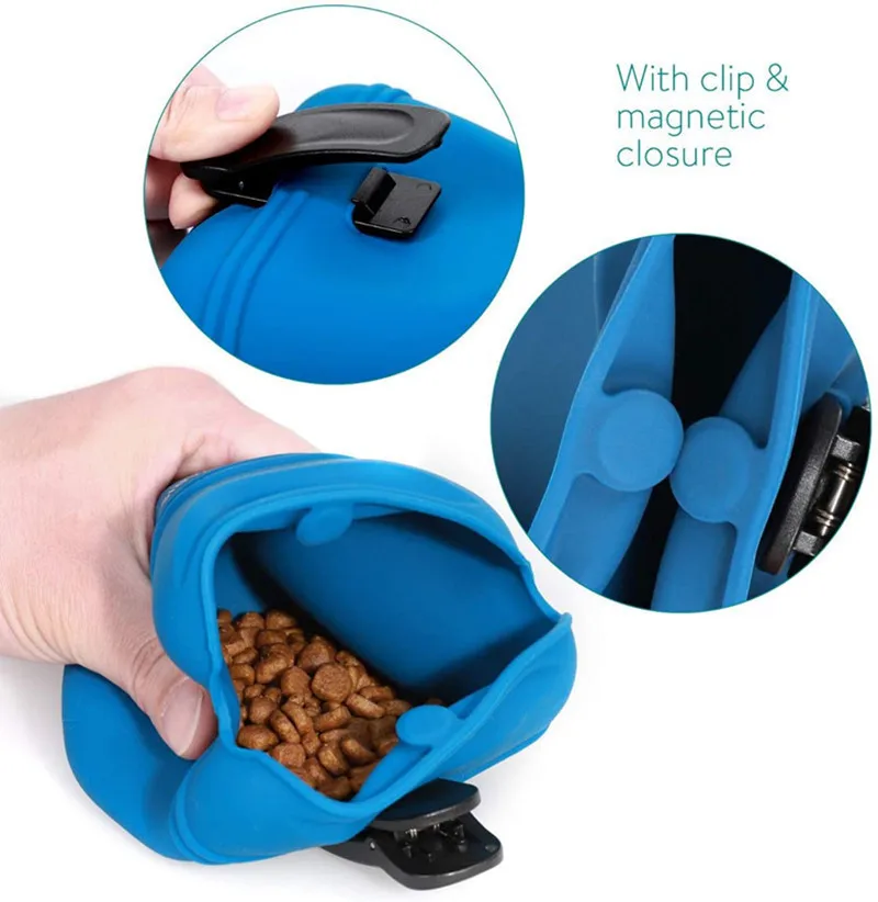 Dog Treat Bag Silicone Dog Treat Bag Pet Portable Dog Training Waist Bag Outdoor Feeder Puppy Snack Pouch Food Reward Storage Pet Supplies