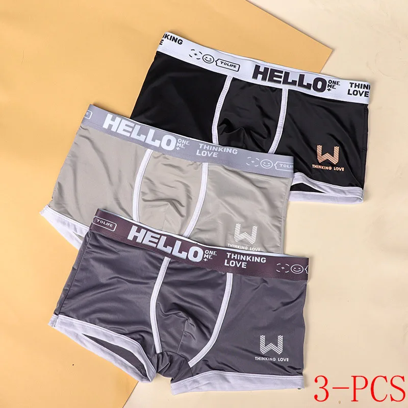 

3-PCS New Men Panties Cotton Boxer Shorts Man Underwear Mens Boxers Breathable U Convex Male Underpants Sexy Plus Size cuecas