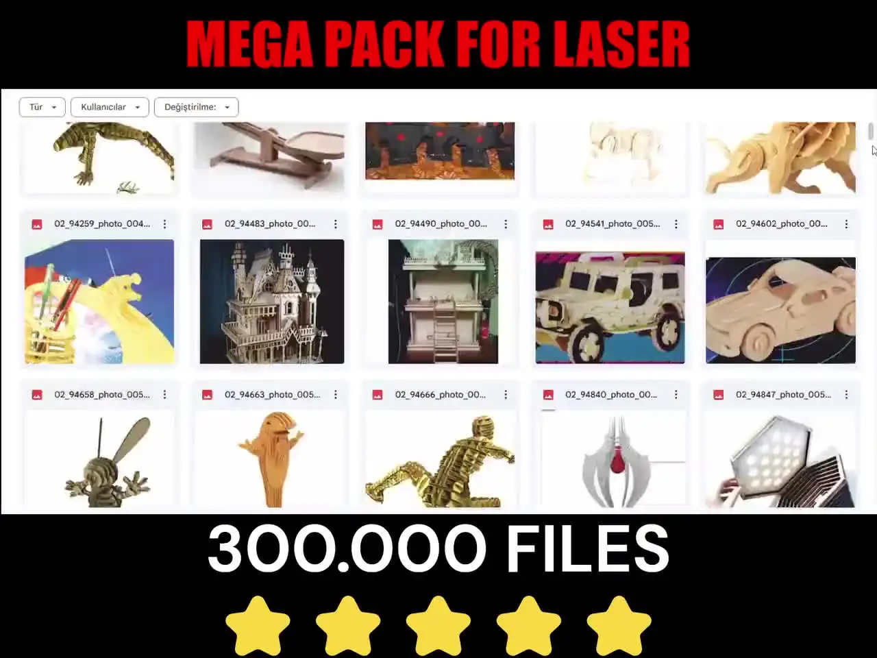 Мега-пакет лазерной резки + 300 000 веекторных Dxf - Svg Cdr-файлы для 3D и 2D ЧПУ SVG