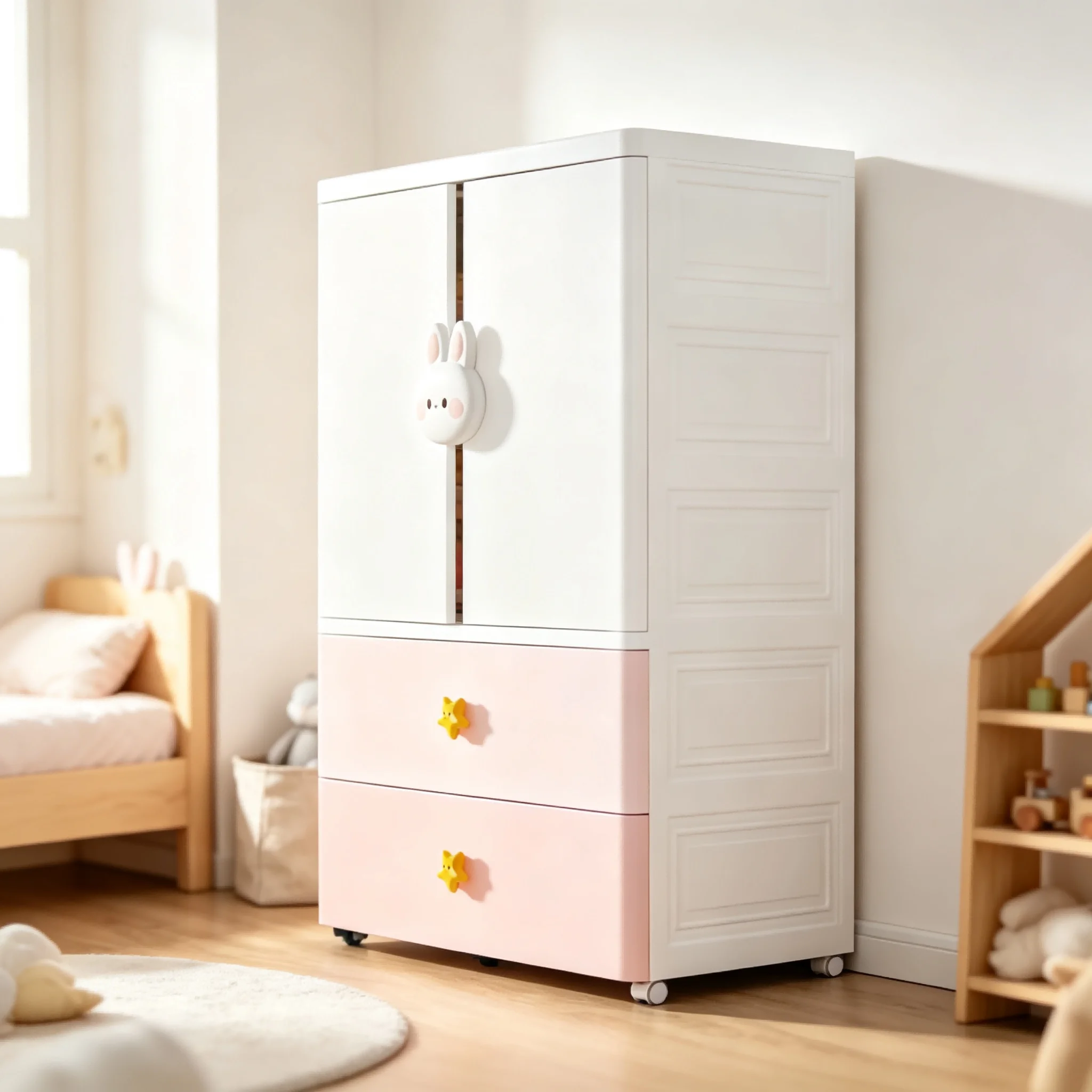 Armoire de rangement pour vêtements de bébé AOLIVIYA, armoire de chambre à coucher, 75 cm, armoire pour enfants à double porte 1