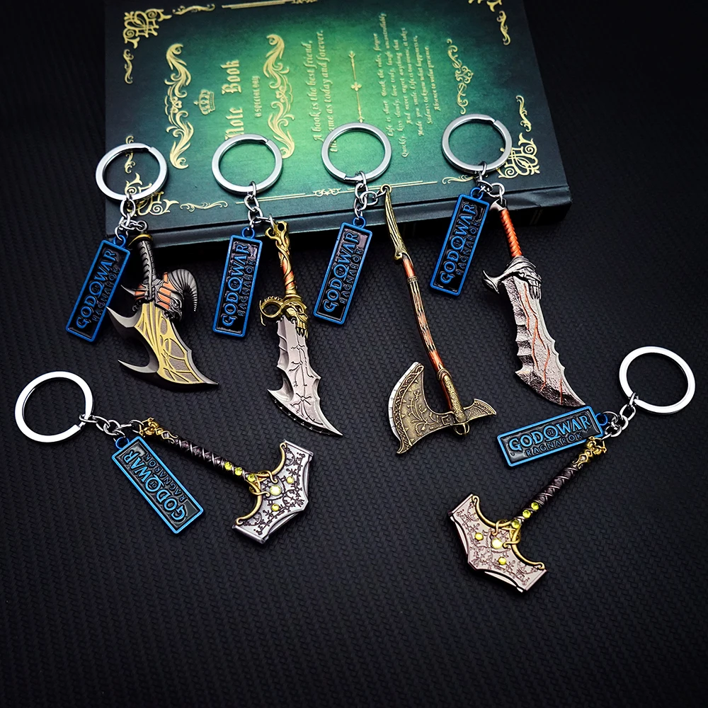Gioco God Of War 5 Ragnarok Portachiavi Armi Hammer Mjolnir Levitan Ascia Portachiavi Uomo Portachiavi Lame Di Esilium Chaos Accessori