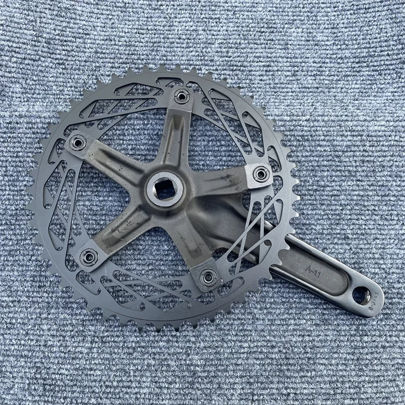 Skeace Single Speed Fixie Kurbel 49T Spider Kettenblatt BCD144mm Fixed Gear Fahrrad Kurbelgarnitur Vierkantloch AL7075-T6 CNC 165mm – Detail 4