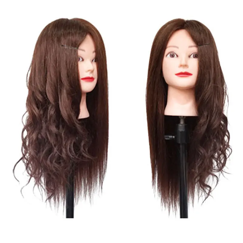 80% Real Human Hair Mannequin Head For Hair Training Styling Solon  Hairdresser 60cm Doll Head For Braiding Makeup Exercises