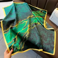 27.5" Dark Green River Print Neckerchief Vintage Imitation Silk Square Scarf Bandana Breathable Head Wrap Hair Accessories 2
