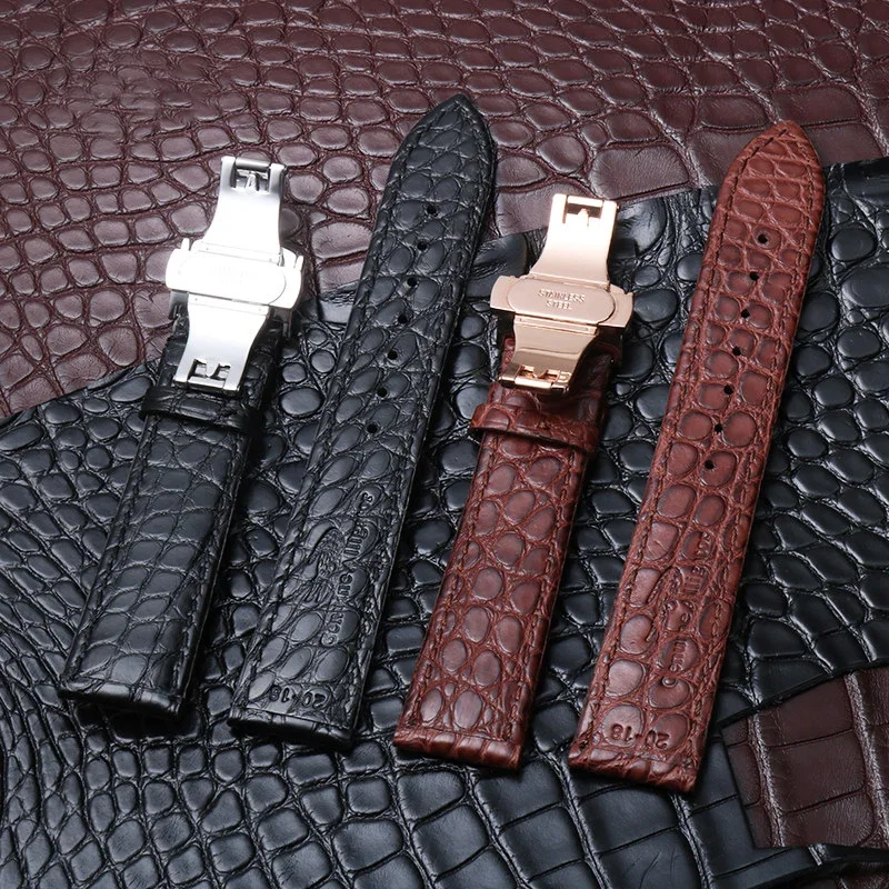 악어 가죽 시계 스트랩, 정품 가죽, 남녀공용 국가 예거, 오메가 롤렉스 론진 시계 밴드
