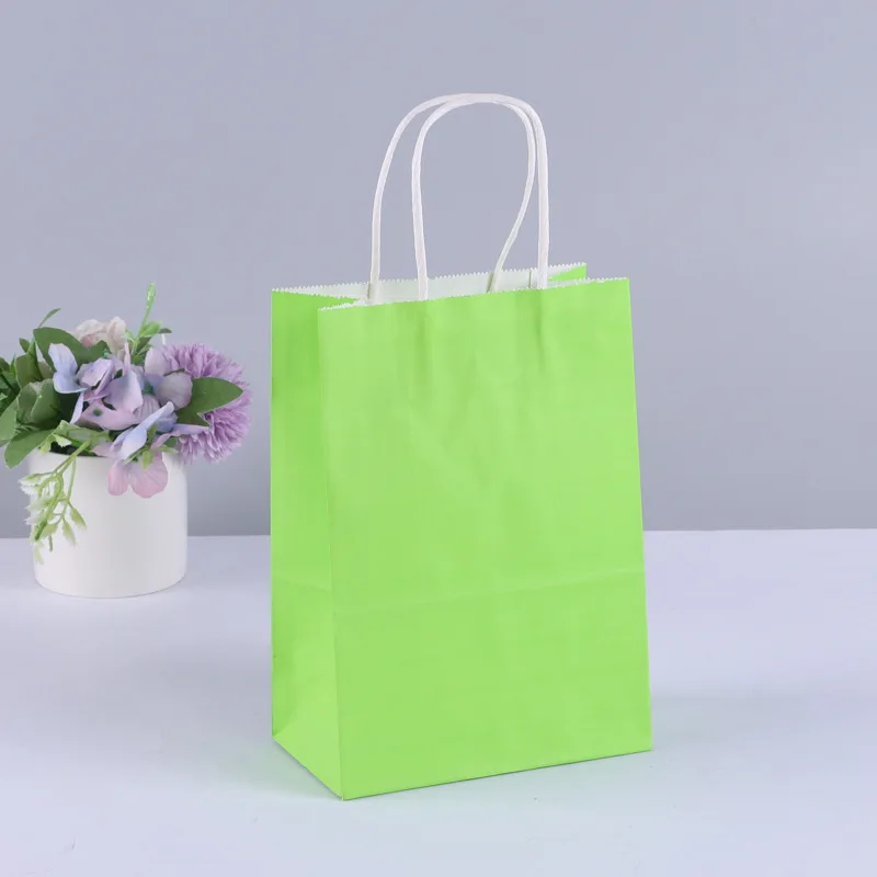 10 bolsas de regalo de papel Kraft con asas para compras, manualidades, bolsas marrones y blancas, bolsas de bricolaje, suministros para fiestas y Navidad
