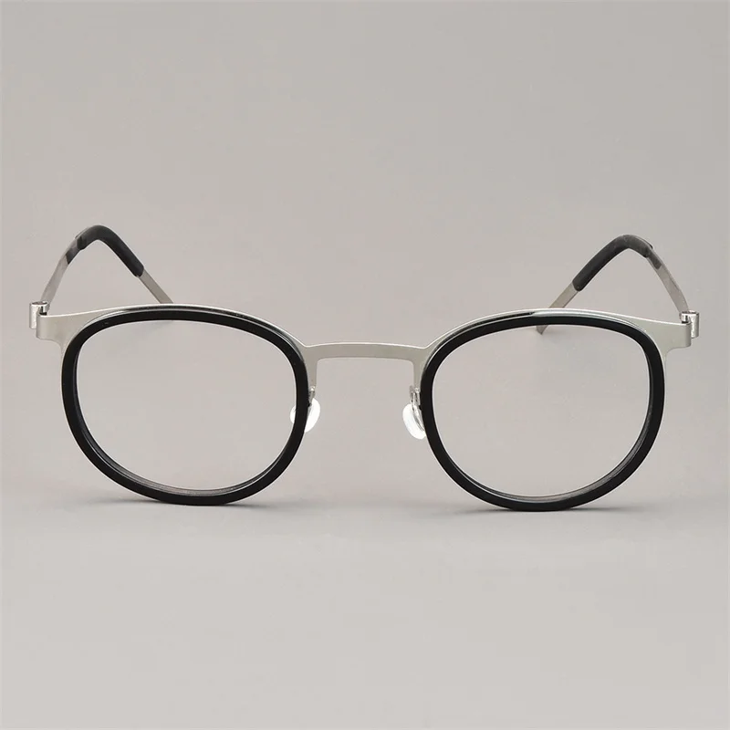 Denmark Ultralight Retro Round Glasses Frame Men Women 9704 Fashion Screwless Eyeglasses Titanium Acetate Oculos Classic Design