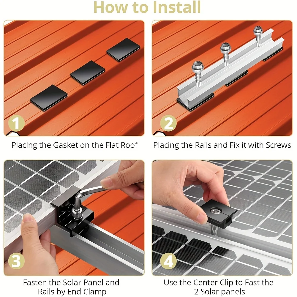 Solar Photovoltaic Bracket Aluminum Alloy Clamp 12Pcs/set For Solar Module Panel Racking Mounts Accessories