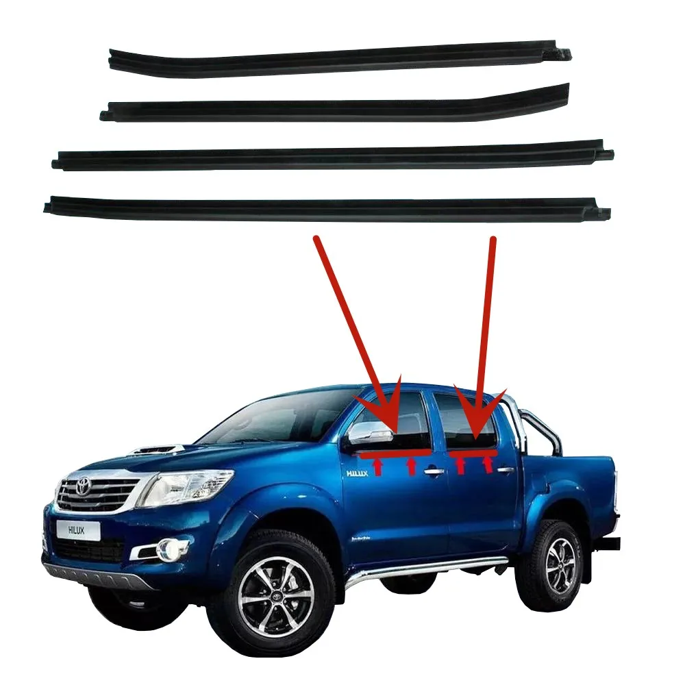 

4 Pieces Set 2005-2014 Windows Rubber Outside for Hilux Glass Protector Weather Strip Glass Outer Laminate 68161-0K010