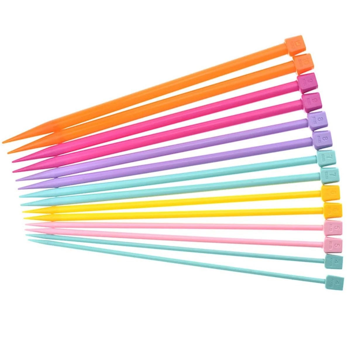 14 PCS 뜨개질 바늘, 단일 뾰족한 플라스틱 뜨개질 바늘 세트JAS