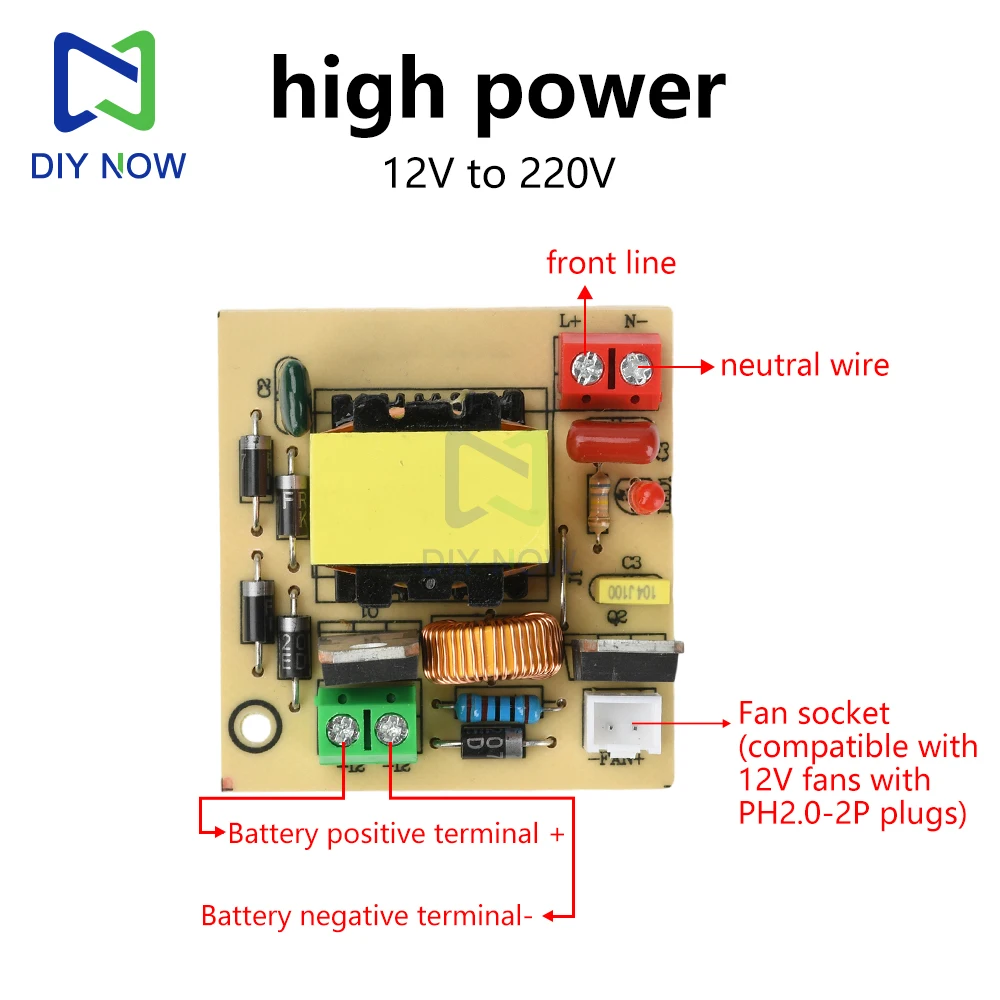 Modulo inverter boost DC 12-16,8 V a 220 V Modulo boost 100 W ad alta potenza Inverter pannello solare universale esterno con ventola - Image 3