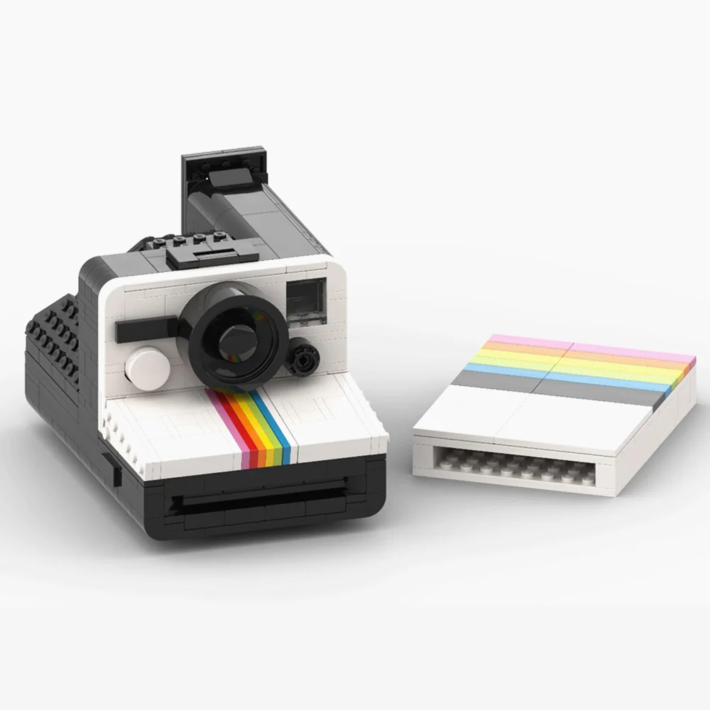 아이디어 폴라로이드 크리에이티브 브릭 카메라 장난감, 원스텝 SX-70 FIT-MOC-21345 모델 빌딩 블록, 어린이 크리스마스 선물, 2024 신제품, 500PCs