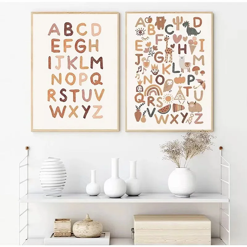 

Животное Мультфильм Письмо Печать Экологическая защита холст живопись детский сад настенная живопись Детская комната Декор