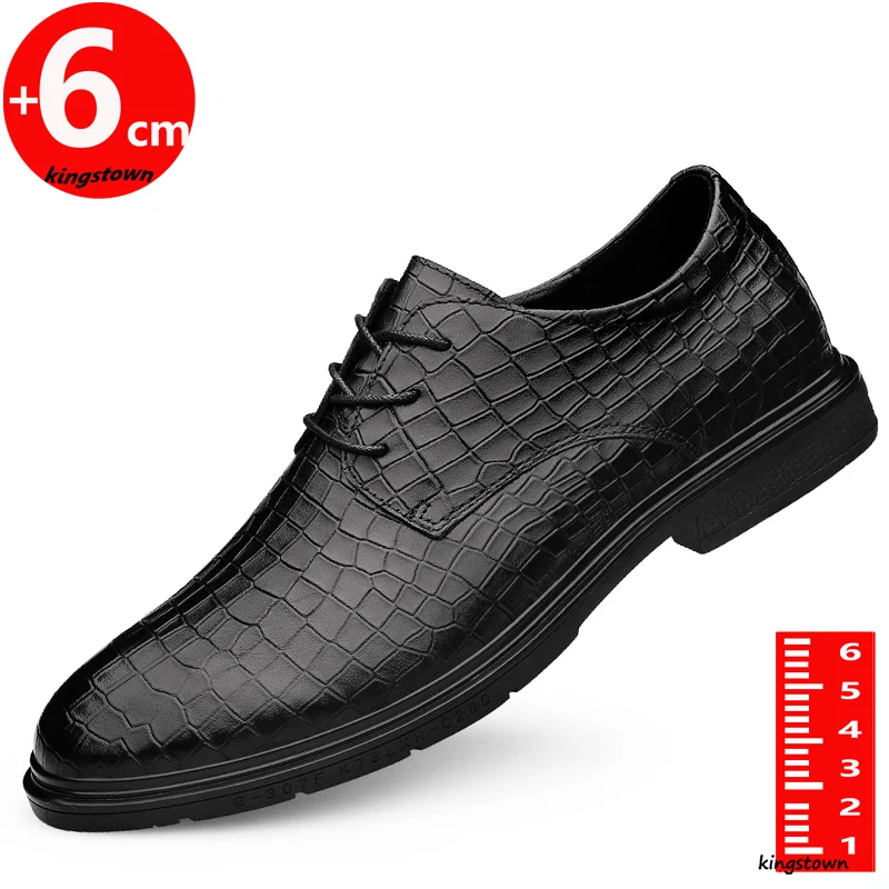 

Men Oxford Shoes Business Man Leather Elevator Booster Height Increase Insoles 6CM British Dress Formal Office