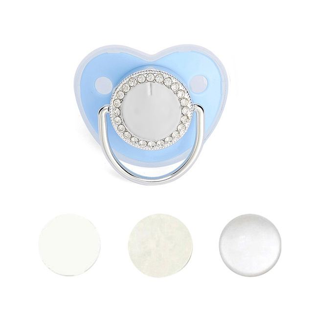 Blank Baby Pacifier Rhinestone Silicone Infant Nipple Teether Baby Shower Gifts BPA Free Baby Soother Dummy For 0-24M