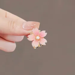 Fashion Korean Style Alloy Rhinestone Flower Hair Crab Claw Bangs Clip For Girl Women Summer Shining Cute Side Barrettes Headwea