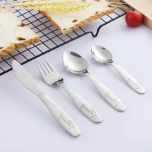 304 Stainless Steel Kids Fork Knife Spoon Food Feeding Spoon Stainless Steel Kids Learning Eating Habit Children Tableware