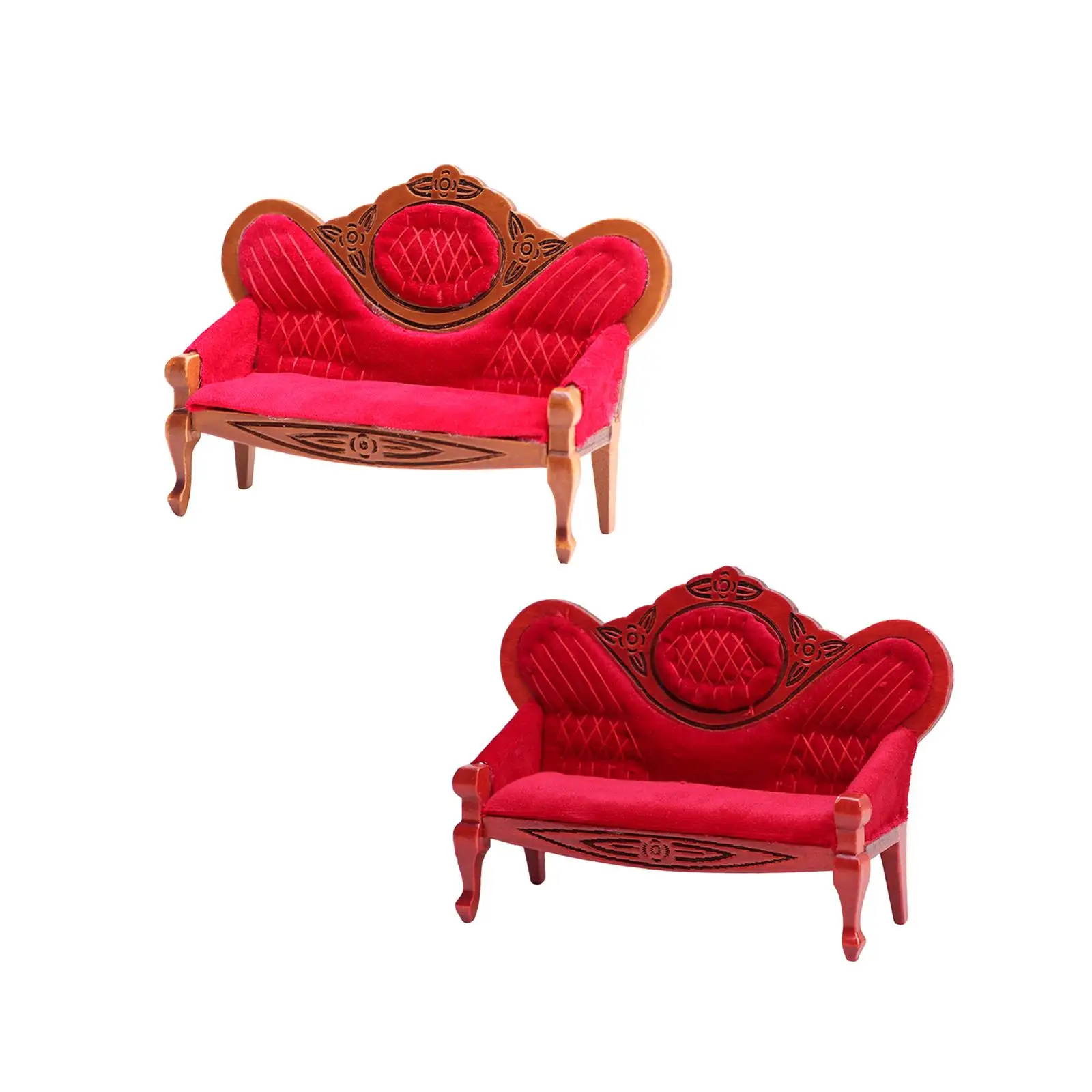 

1:12 Dollhouse Sofa Scene Victorian Bench Wood Doll House Bench Sofa
