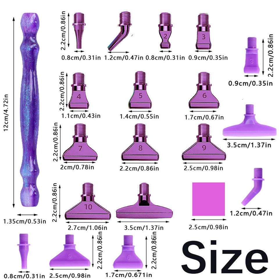 Set Di 12 Penne Per Pittura A Diamanti Con 3 Punte Diverse - Penne Correttive Per Quadri 5D Fai-da-Te - 2