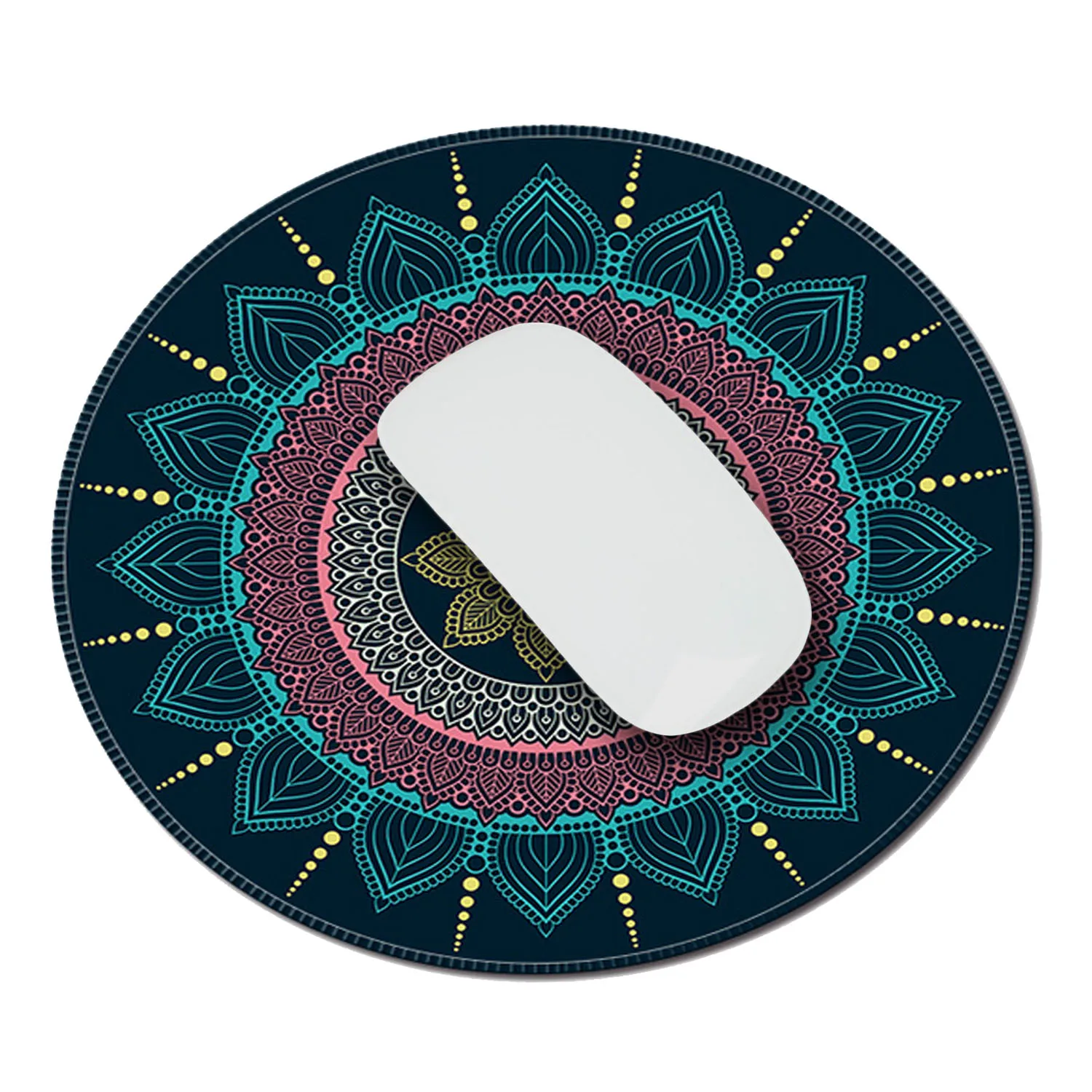 Vococal Vintage Bohemian Round Computer 3D Carpet Mouse Pad Mat Mousepad Anti Slip for Home Office PC Gaming LOL Overwatch CS GO