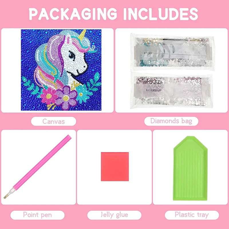 DIY Diamond Art Dots Painting Kits for Kids Animal Art Crafts 5D Diamond Gem Paint by Number Birthday Gifts Toys