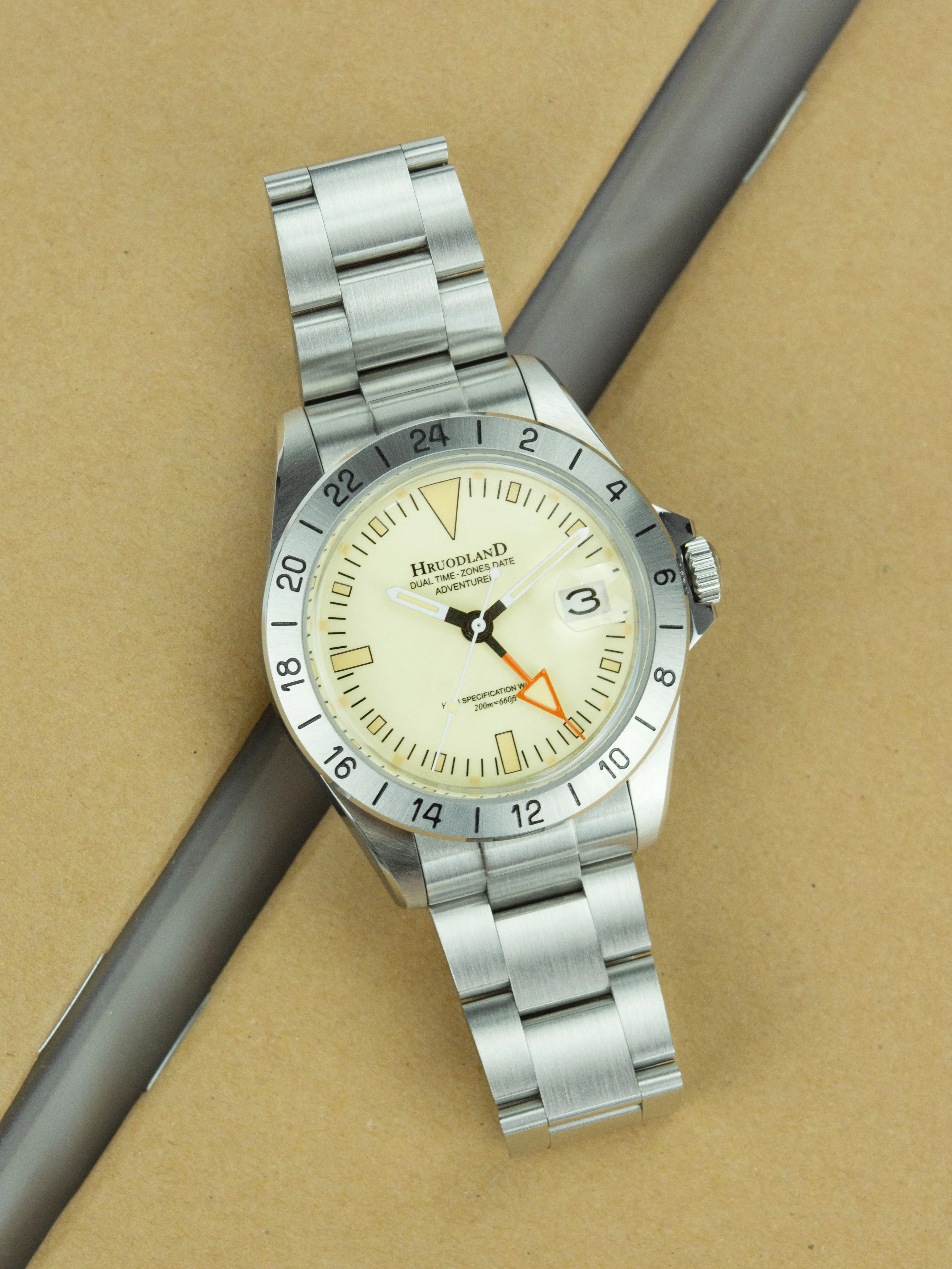 Hruodland F023 Retro Men Classic GMT Watches Sapphire Glass Japan