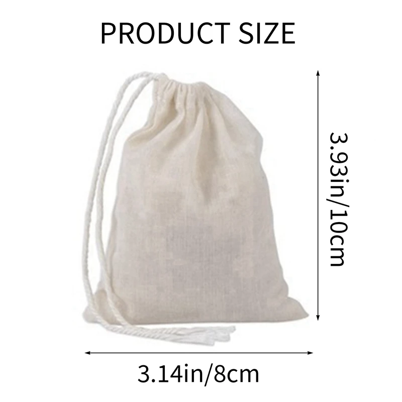 150 Pieces Drawstring Cotton Bags Muslin Bags,Tea Brew Bags (4 X 3 Inches) 6