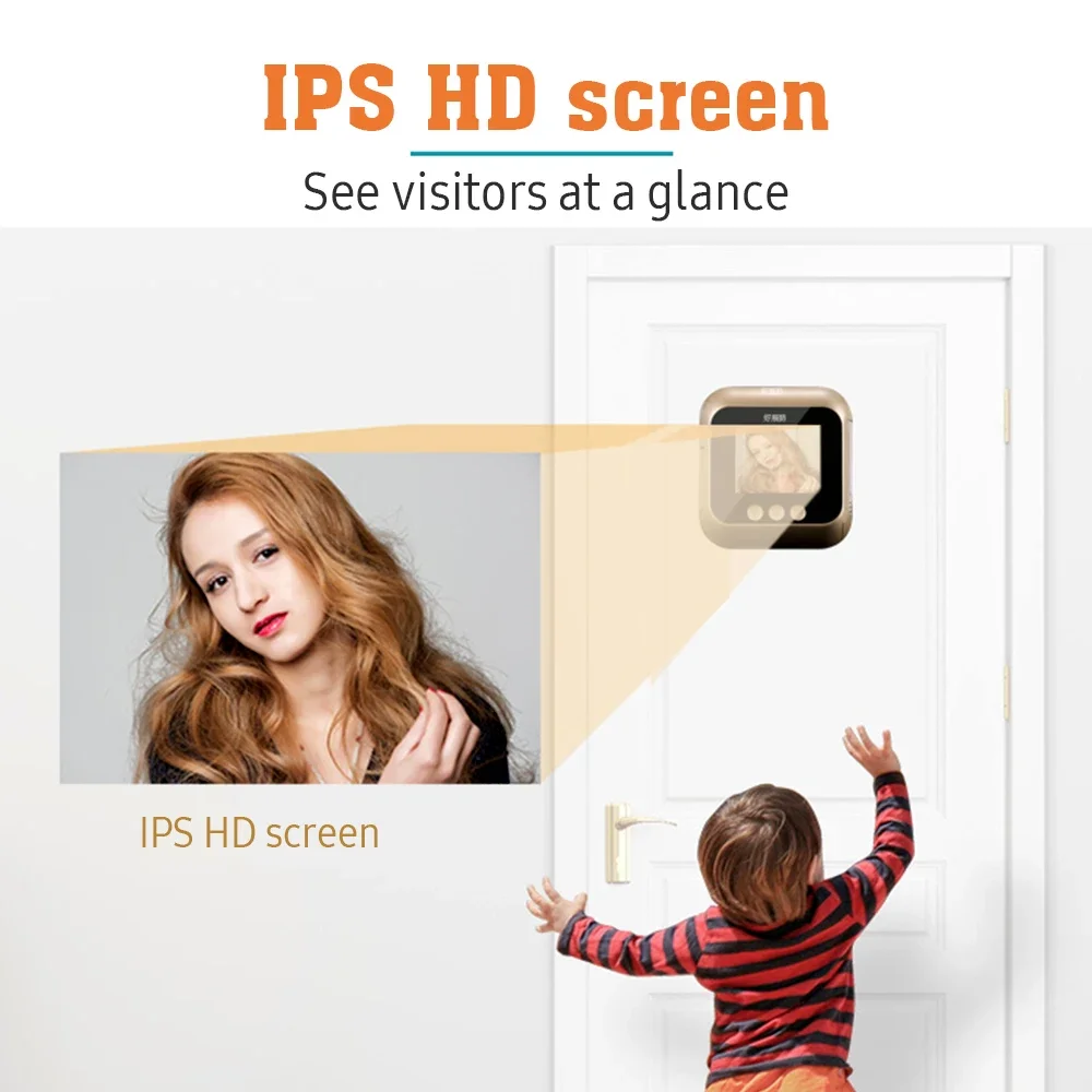 جرس باب يتضمن شاشة عرض فيديو، كاميرا مراقبة الباب،...