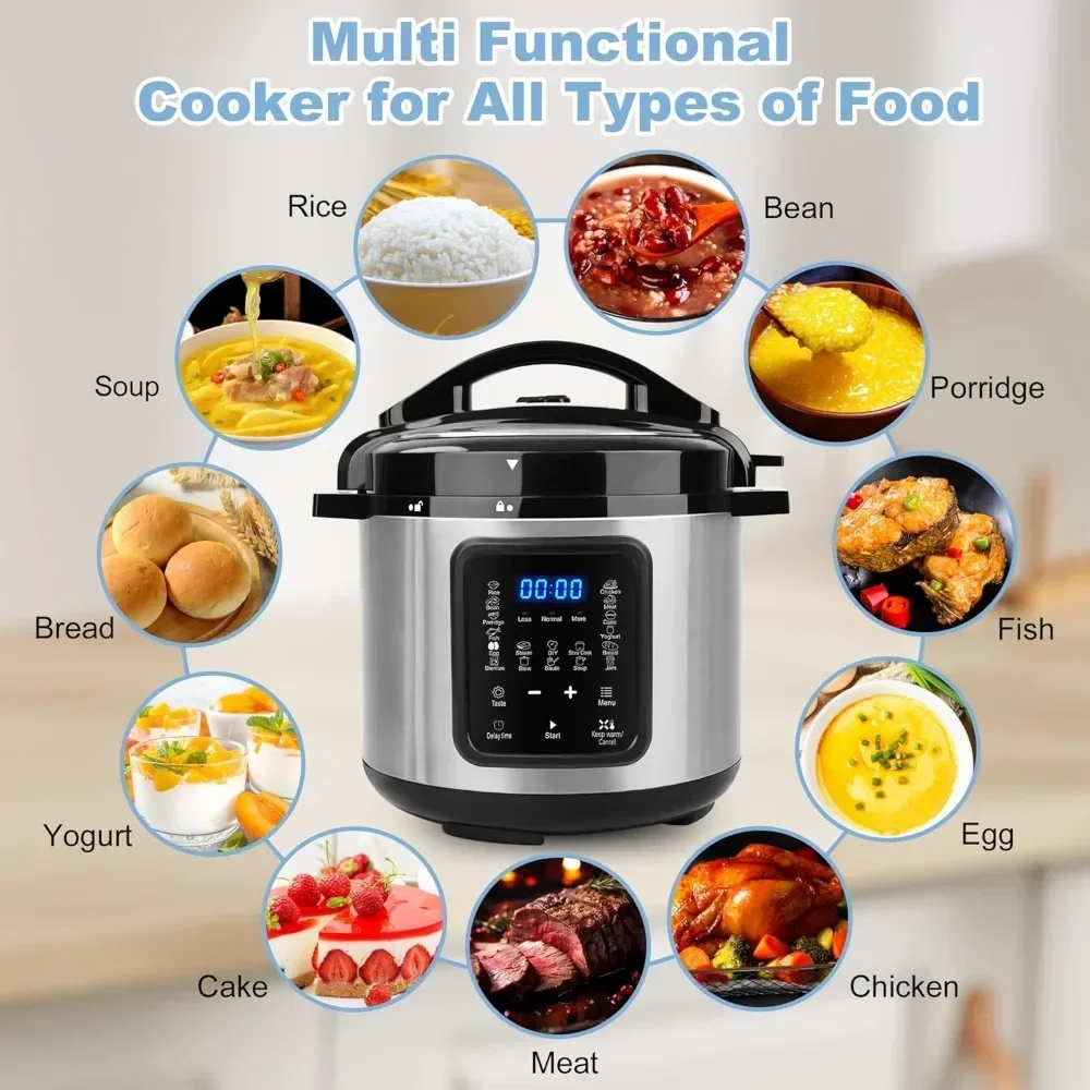 9-in-1 Slow Cooker with 24H Delay Timer, Warmer & Sterilizer, 6 Quart Electric Pressure Cookers 6 Quart Multi-Cooker 3