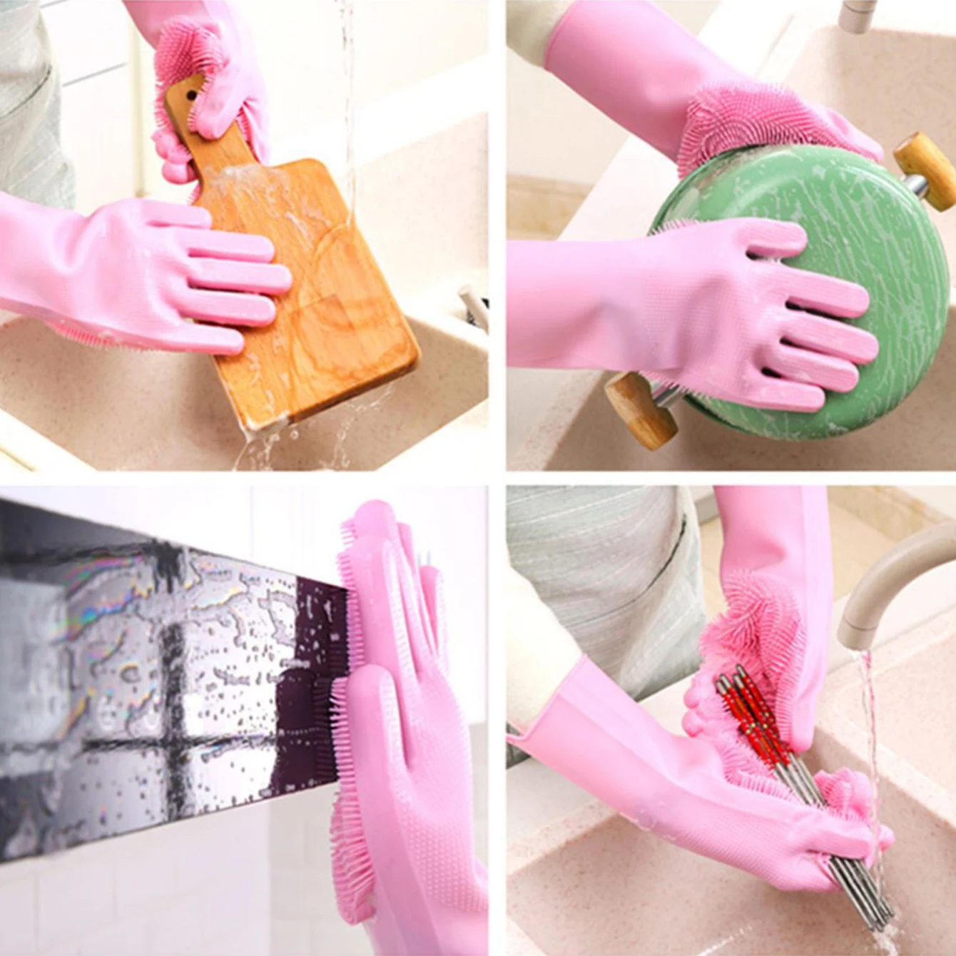 1 Pair Of Silicone Dishwashing Gloves For Household Use, Kitchen Anti Scalding, Household Dishwashing And Cleaning Gloves