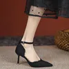Womens Pumps Simple Basic Wedding Luxury Brand Design String Bead Pearls High Heels Lady Sexy Elegant Pointed Toe Pearl Shoes 6